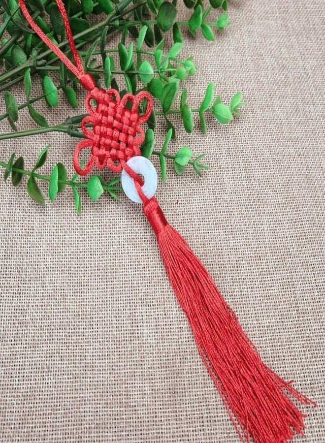 Essivox Chinese Traditional Red Knot Hanging Pendant with Jade Charm, Lucky Tassel Decoration for Home, Car, New Year Festival - Image 2