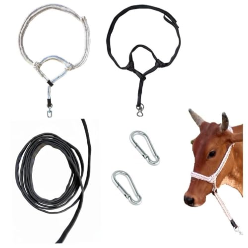 EFTI Cow Halter or Buffalo Halter with Belt Rope and 360° Rotatable Hinge, Cow Bufflo Mohri, Mohari, (Pack of 2 halters, Rope and 2 Snaphooks) - Image 1