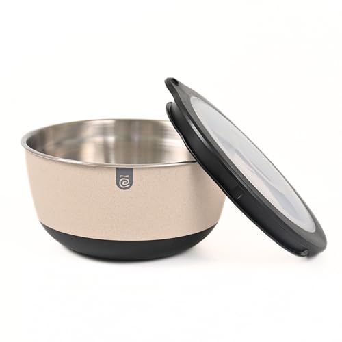 Eha Earth Friendly Storage Container Bowls for Kitchen | Set of 1, 2000ml | Mixing Bowls Made with Rice Husk | Bowl with Lid | Air Tight Containers for Kitchen Storage | Sand Castle - Image 1