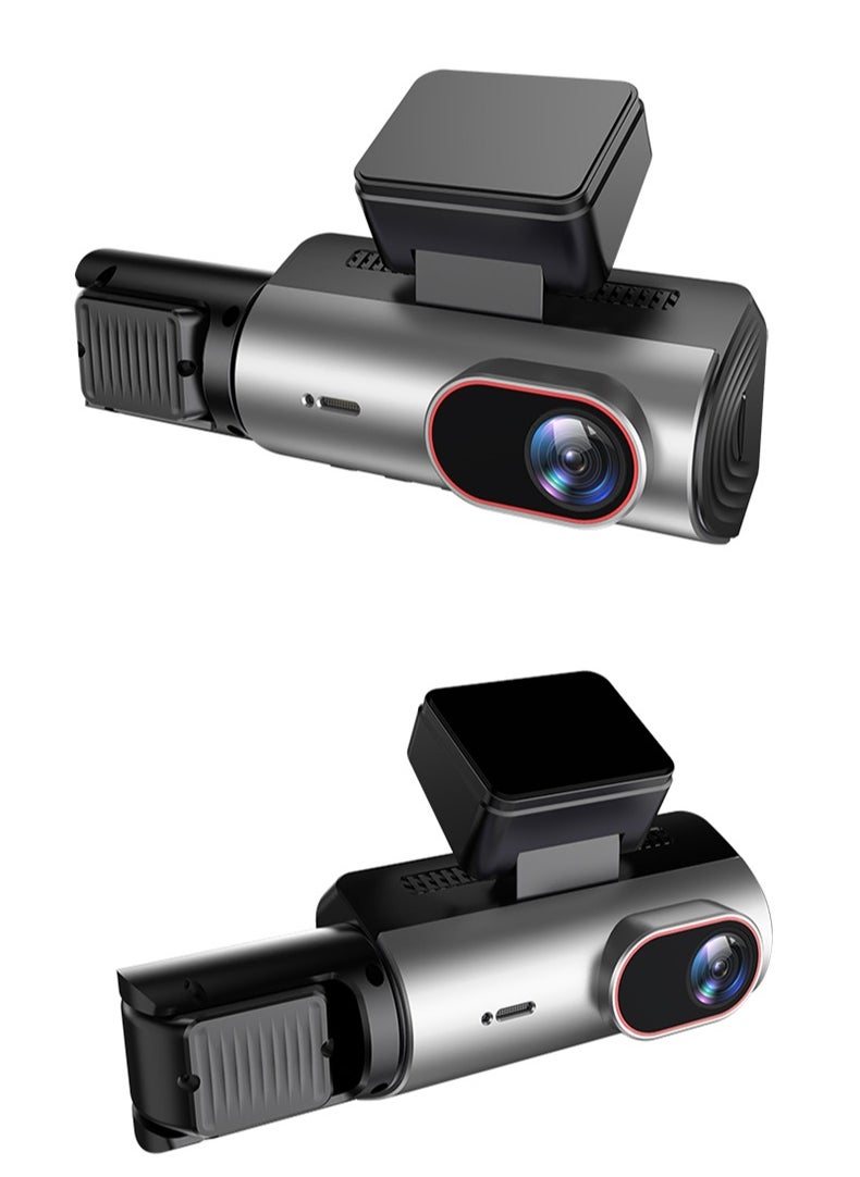 Front and Rear Car Camera | Triple 1080P Dash Cam | 3-Channel Recording System | with 64GB Memory Card | G-Sensor | 3.16-inch IPS Screen | 170° Wide-Angle Lens | Loop Recording | Infrared Night Vision