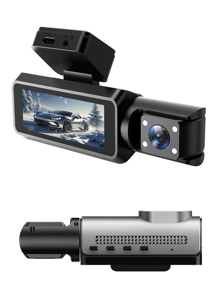 Front and Rear Car Camera | Triple 1080P Dash Cam | 3-Channel Recording System | with 64GB Memory Card | G-Sensor | 3.16-inch IPS Screen | 170° Wide-Angle Lens | Loop Recording | Infrared Night Vision