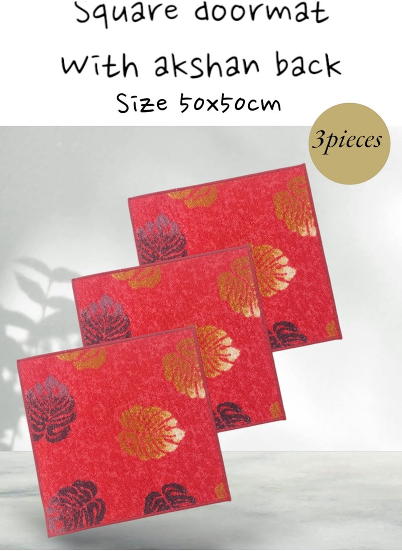Mac Carpet Square lightweight doormat - 50 cm x 50 cm. - Set of 3 pieces, Red  - Image 1