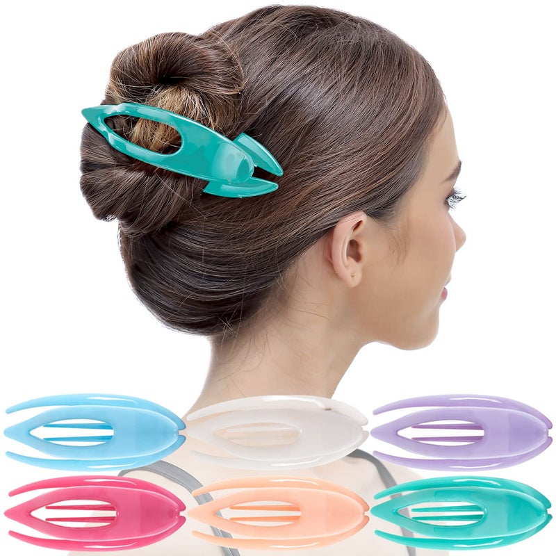 RC ROCHE ORNAMENT 6 Pcs French Concord Hair Clip Flat Curved Claw Clips Lay Down for Thin Hair Side Slide Volume Clips Women Strong Hold No Slip Grip Small Pastel Multicolor