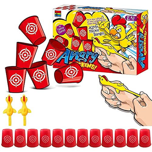 LAFALA Slingshots Chicken Rubber Chicken 12 Dart Cups Flying Chicken Shooting Games Fidget Toys Stress Relief Finger flingers Stretchy Funny Party Game for Easters Day Gift Children Adults - Image 5