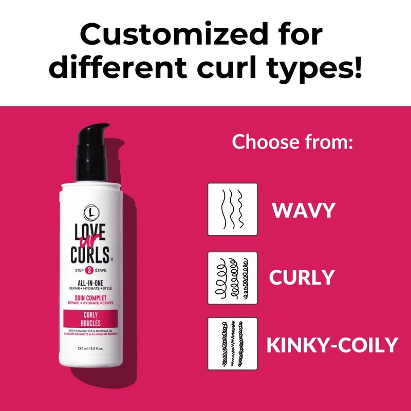 Love Ur Curls - Shampoo, Conditioner, Curly All In One Styler to repair, define and hydrate hair and Irish Sea Moss Gel for touchable hold - Image 2