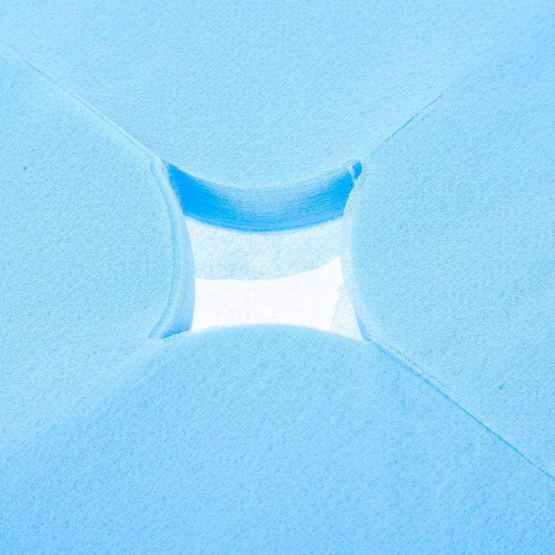 Healifty Disposable Massage Bed Hole Towels 100pcs Blue Non-woven Fabric Face Pillow Covers Headrest Disposable Covers for Spa and Salon Massage Bed Accessories - Image 4