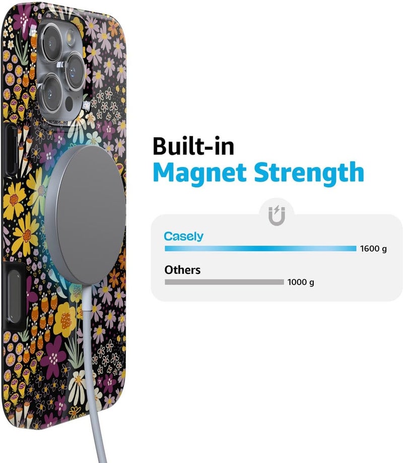Casely iPhone 16 Pro Case | Falling for You | Plum Floral | Compatible with MagSafe | Classic Ultra Slim Design - Image 3