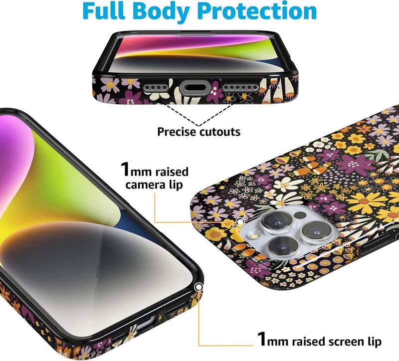 Casely iPhone 16 Pro Case | Falling for You | Plum Floral | Compatible with MagSafe | Classic Ultra Slim Design - Image 2