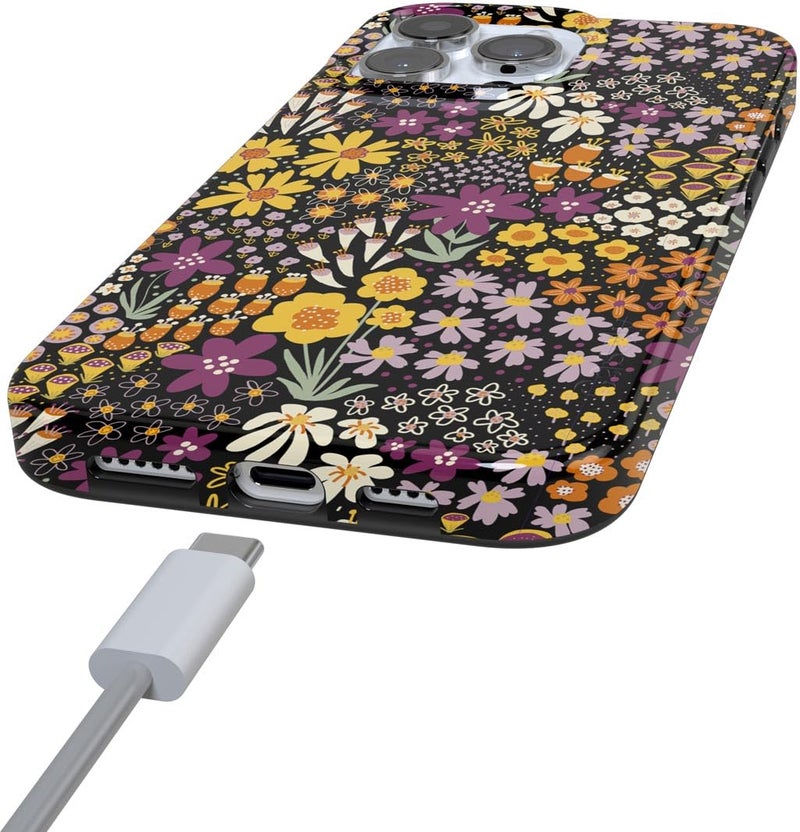 Casely iPhone 16 Pro Case | Falling for You | Plum Floral | Compatible with MagSafe | Classic Ultra Slim Design - Image 1