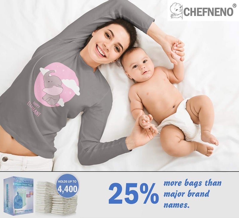 CHEFNENO Disposable Diaper Pail Refill Plastic Bag (100 count) Compatible with Ubbi Diaper Bag Pail 13 Gal Capacity Diaper Pail Bag Fits 8 Gallon Medium Kitchen Trash Bag Heavy Duty Large Garbage Bag, 100 Bags - Image 5