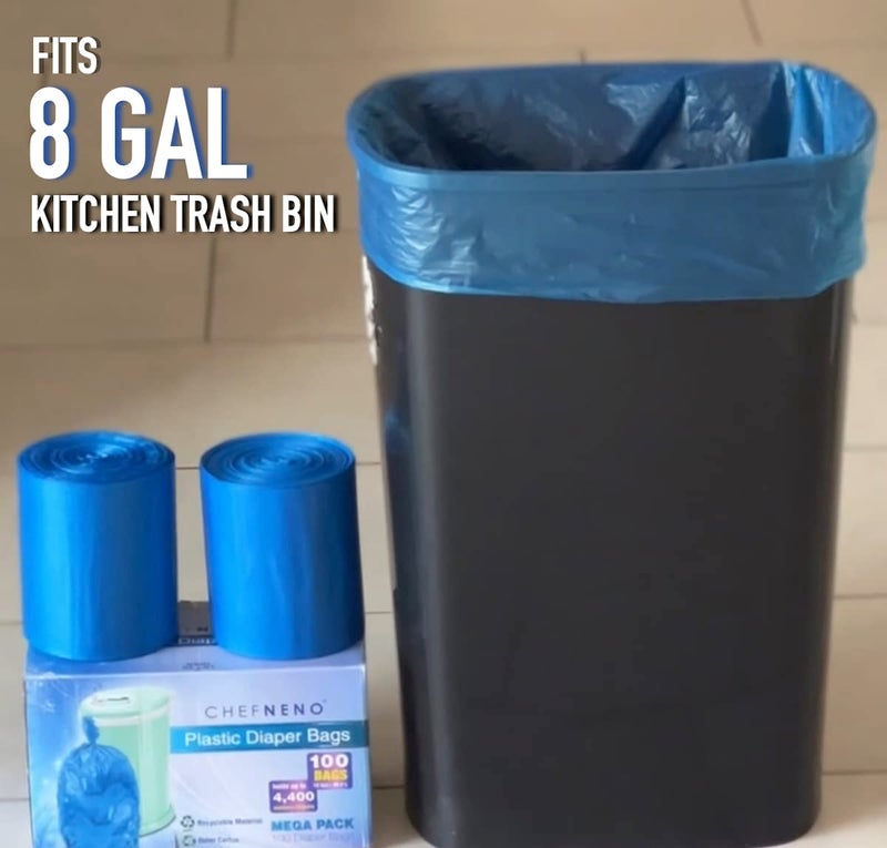 CHEFNENO Disposable Diaper Pail Refill Plastic Bag (100 count) Compatible with Ubbi Diaper Bag Pail 13 Gal Capacity Diaper Pail Bag Fits 8 Gallon Medium Kitchen Trash Bag Heavy Duty Large Garbage Bag, 100 Bags - Image 4