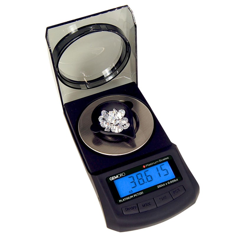 GemOro Platinum PCT251 Durable Precise Jewelers Premium Class Carat Mini Scale Digital Precision Tool with Expert Professional Reading Accuracy 250ct x 0005ct Readability Black