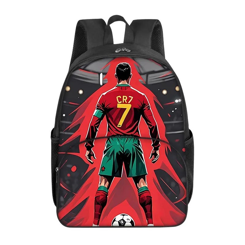 Bluejw Football Player CR7 Pattern Unisex Large Capacity Waterproof Breathable Cartoon Fashion  Backpack Durable for Boys Students - Image 1