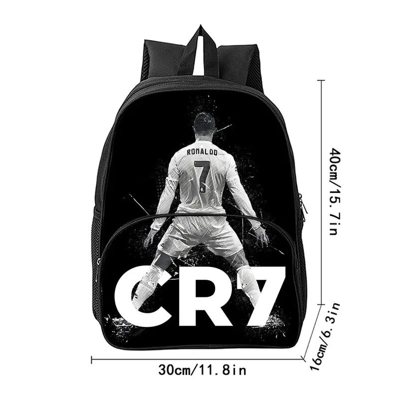 Bluejw Football Player CR7 Pattern Unisex Large Capacity Waterproof Breathable Cartoon Fashion  Backpack Durable for Boys Students - Image 3
