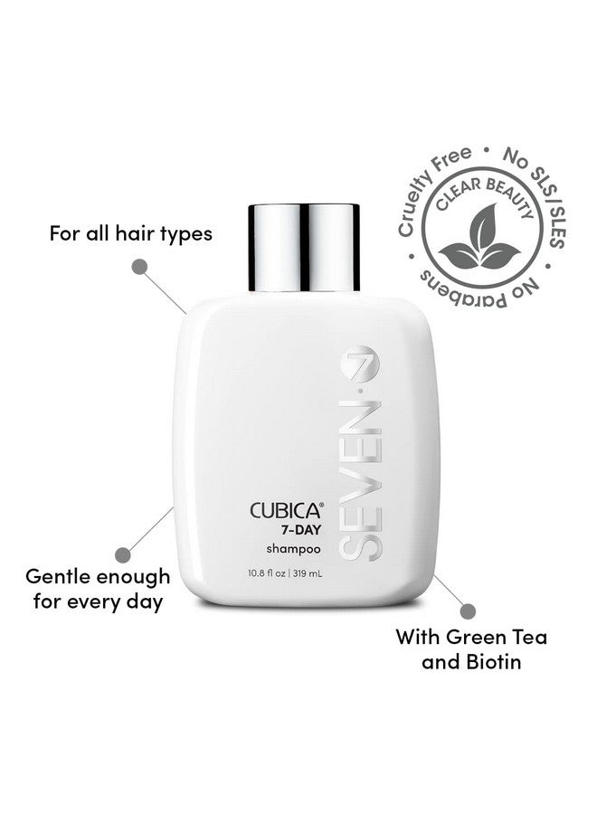 سيفين شامبو كيوبيكا 7 أيام للعناية بالشعر مع البيوتين ومستخلص الشاي الأخضر، شامبو لطيف لأي نوع من أنواع الشعر، يضيف لمعانًا ورطوبة إلى الشعر، خالي من الكبريتات والبارابين، 10.8 أونصة - Image 2