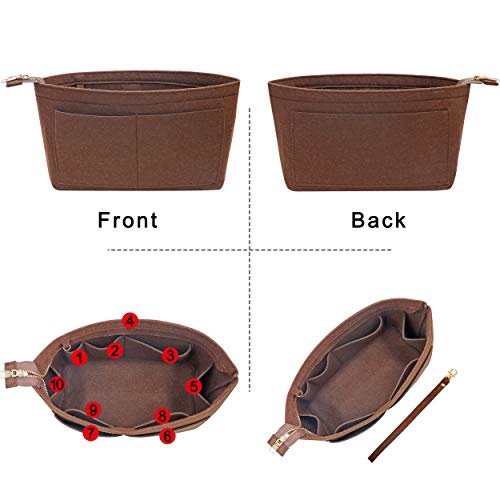 Soyizom Purse Organizer Insert Felt Purse Insert Bag Organizers Multi Pockets Tote Bag in Bag for Women,Coffee-XL - Image 3