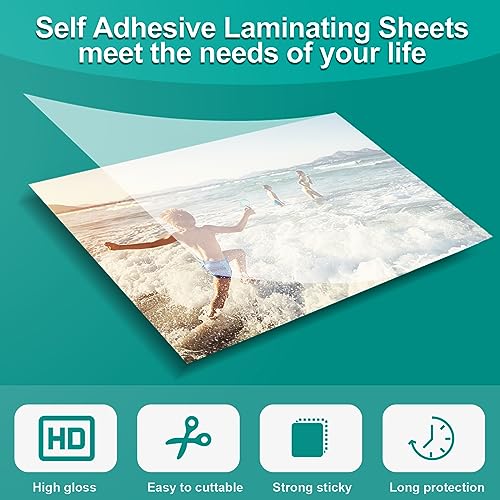 Utron 64 Sheets Self Seal Laminating Pouches 4x6, Self Adhesive Laminating Sheets, Clear Laminate Sheets for Stickers, Clear Adhesive Sheets - Image 3