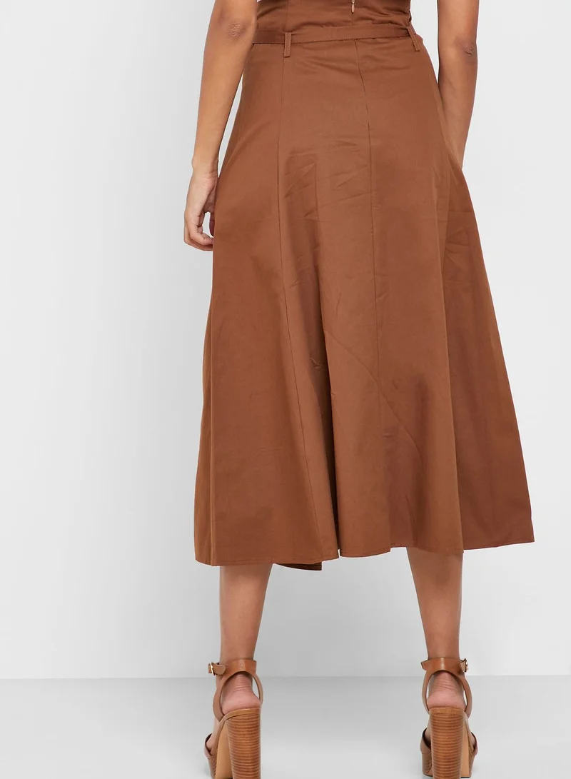 ELLA D-Ring Belted Midi Skirt