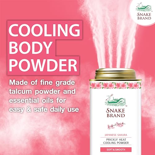 Snake Brand Prickly Heat Cooling Talcum Powder 280g - For Heat & Rash Treatment, Japanese Sakura - Image 2