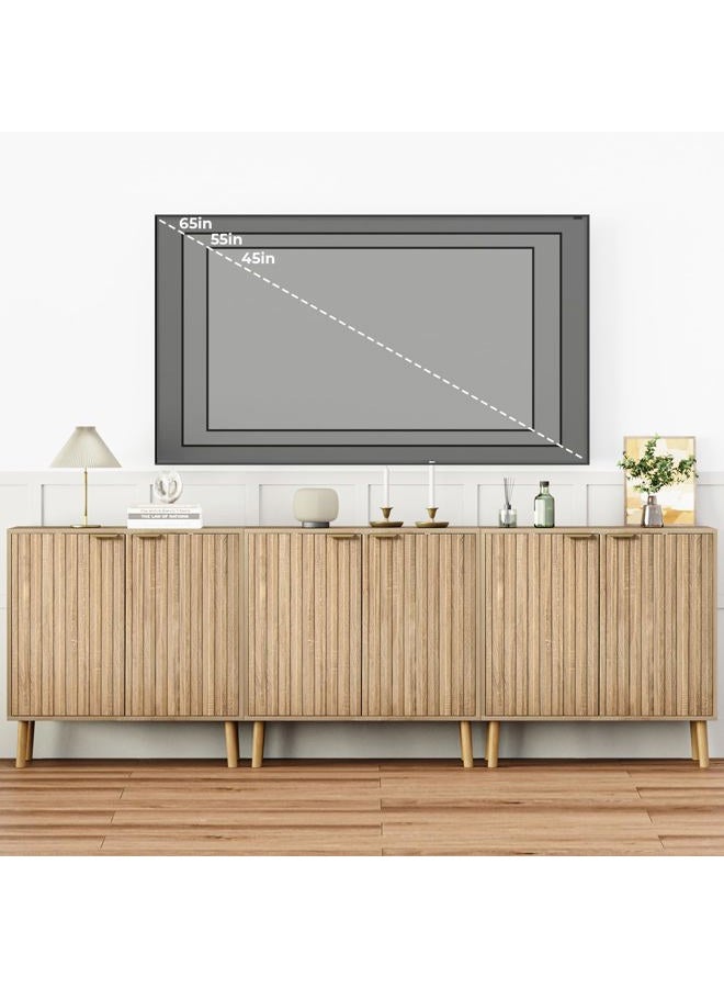 Vrullu Fluted Storage Cabinet, Free Standing Buffet Cabinet, Wood Sideboard and Buffet Storage, Multifunctional Accent Cabinet for Living Room, Hallway, Entryway, Dining Room (1, Oak) - Image 2