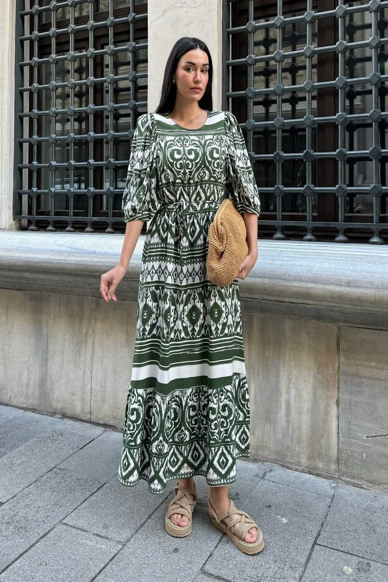 فور يو مودا Printed Waist-Tie Dress