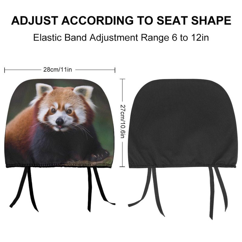 Universal Car Headrest Cover 1 PCS Red Panda Design Soft Elastic Protector For SUV Truck - Image 3