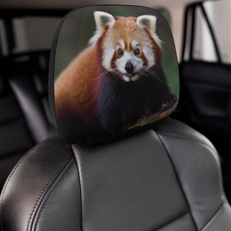 Universal Car Headrest Cover 1 PCS Red Panda Design Soft Elastic Protector For SUV Truck - Image 5