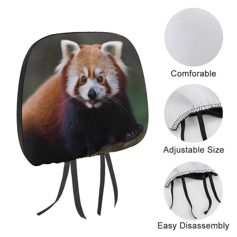 Universal Car Headrest Cover 1 PCS Red Panda Design Soft Elastic Protector For SUV Truck - Image 4