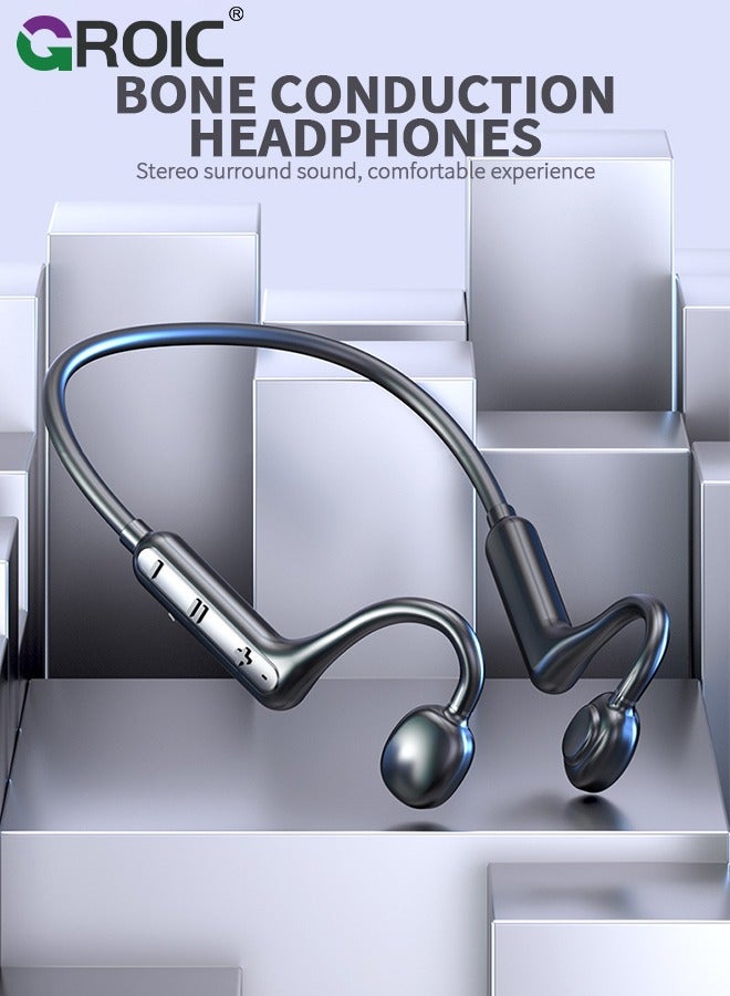 GROIC Sound Wave Conduction Bluetooth Headset, Bone Conduction Wireless Earbuds, Long Lasting Battery Life Waterproof Stereo Surround Sound Headset for Outdoor Sports - Image 2
