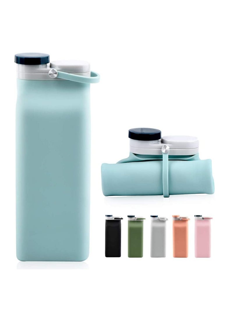 SYOSI Collapsible Water Bottle Foldable Water Bottle BPA Free for Travel Sports Bottles with Triple Leak Proof Lightweight 20oz (Blue) - Image 1