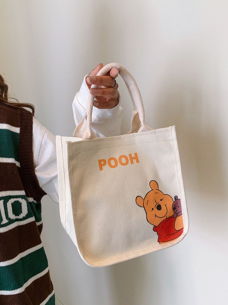 2023 Cartoon Canvas Tote Large Capacity Fashion Orange Red 