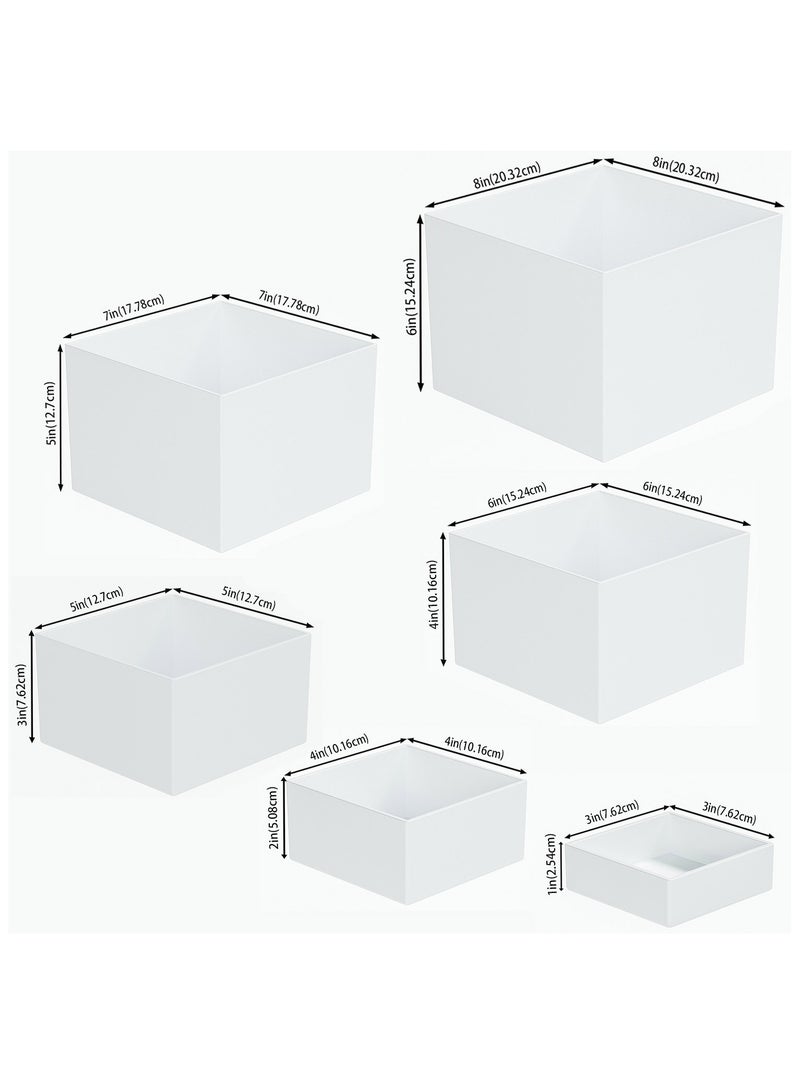 Buffet Risers, Food Risers for Buffet Table, 6PCS White Cube Display Nesting Risers with Hollow Bottoms, Food Display Risers Boxes Stand Shelf for Catering Dessert for Weddings, Parties (White(3"×4"×5"×6"×7"×8")) - Image 2