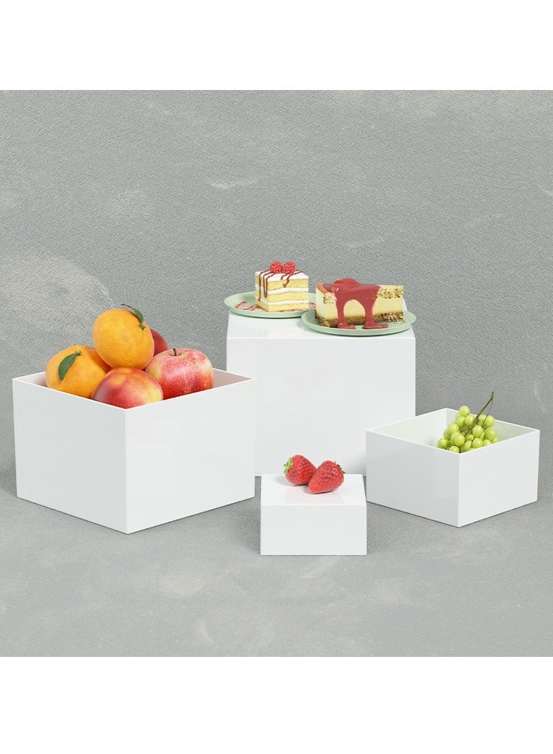 Buffet Risers, Food Risers for Buffet Table, 6PCS White Cube Display Nesting Risers with Hollow Bottoms, Food Display Risers Boxes Stand Shelf for Catering Dessert for Weddings, Parties (White(3"×4"×5"×6"×7"×8")) - Image 5