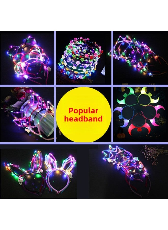 Luminous Horn/headband Horn Lamp Luminous Wreath Headdress Luminous Horn Headband Concert Supplies Wholesale-Color:Mickey Bow Mixed Color - Image 4