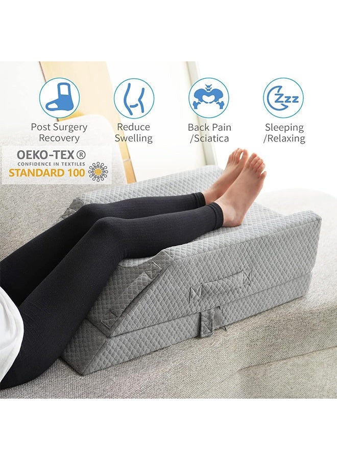 JOUDIYA Leg Elevation Pillows,Cooling Memory Foam Leg Lift Pillow for After Surgery Or Rest,Adjustable Wedge Pillow for Sleeping, Knee Pillow for Blood Circulation,Sciatica Back Knee Pain Relief - Image 5