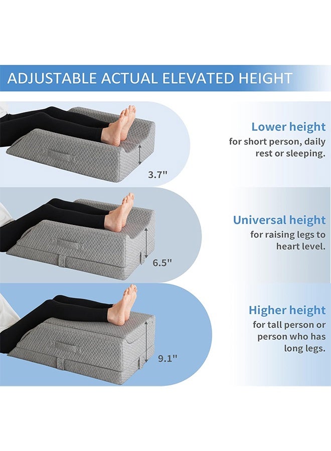 JOUDIYA Leg Elevation Pillows,Cooling Memory Foam Leg Lift Pillow for After Surgery Or Rest,Adjustable Wedge Pillow for Sleeping, Knee Pillow for Blood Circulation,Sciatica Back Knee Pain Relief - Image 3