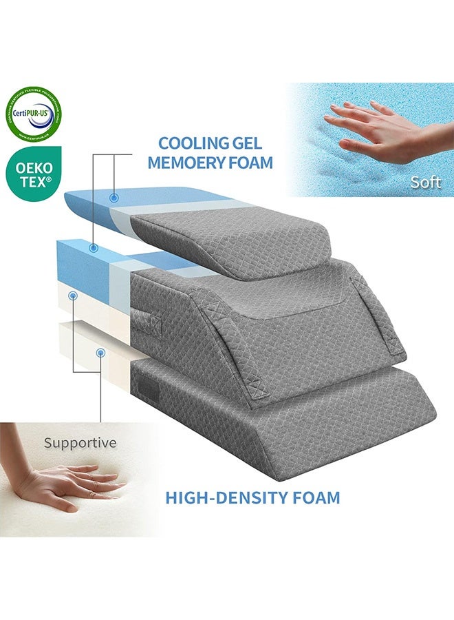 JOUDIYA Leg Elevation Pillows,Cooling Memory Foam Leg Lift Pillow for After Surgery Or Rest,Adjustable Wedge Pillow for Sleeping, Knee Pillow for Blood Circulation,Sciatica Back Knee Pain Relief - Image 2