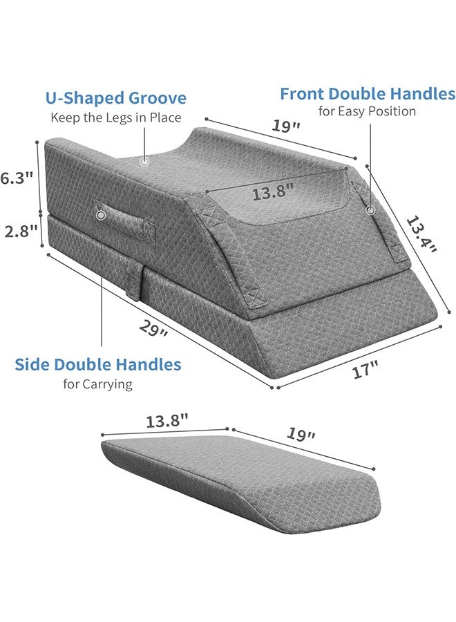JOUDIYA Leg Elevation Pillows,Cooling Memory Foam Leg Lift Pillow for After Surgery Or Rest,Adjustable Wedge Pillow for Sleeping, Knee Pillow for Blood Circulation,Sciatica Back Knee Pain Relief - Image 4