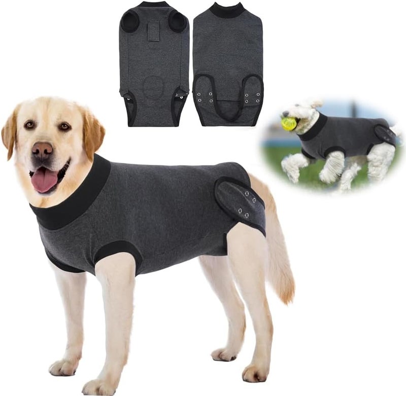 Luckam بدلة استعادة للكلاب، بدلة جراحية قابلة للتنفس للكلاب الذكور والإناث، بديل طوق إي، مضادة للّعق، مع فتحة للتبول، مثالية للتعقيم، الفطام ومشاكل الجلد، الحجم L - Image 1