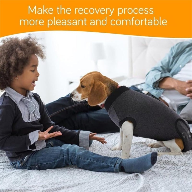 Luckam بدلة استعادة للكلاب، بدلة جراحية قابلة للتنفس للكلاب الذكور والإناث، بديل طوق إي، مضادة للّعق، مع فتحة للتبول، مثالية للتعقيم، الفطام ومشاكل الجلد، الحجم L - Image 4