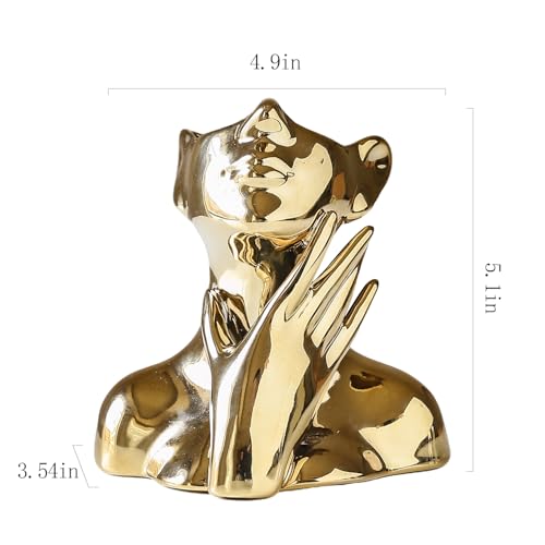 BrownLove Golden Ceramic Face Vase, Modern Golden Decorative Art Vase, Bookshelf Placed On The Desktop, Small Living Room, Office and Bedroom - Image 5