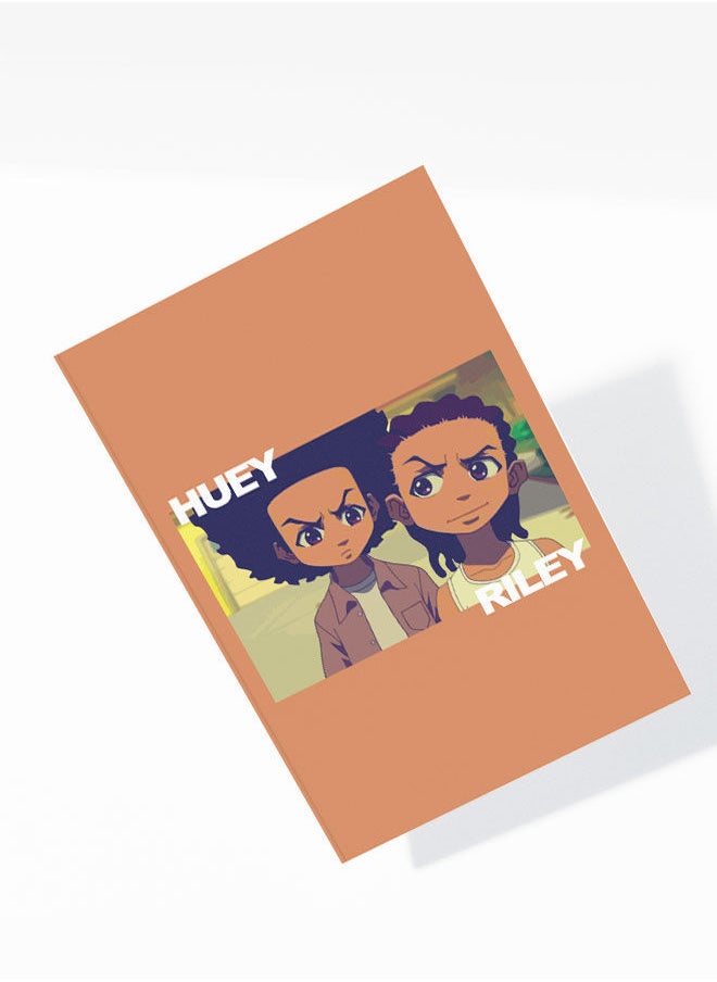 LIT - The Boondocks A5 Notebook The Boondocks A5 Size Soft Bind Notebook Huey and Riley Soft Bind Notebook Freeman's Brotherhood-Parody Anime - Image 1