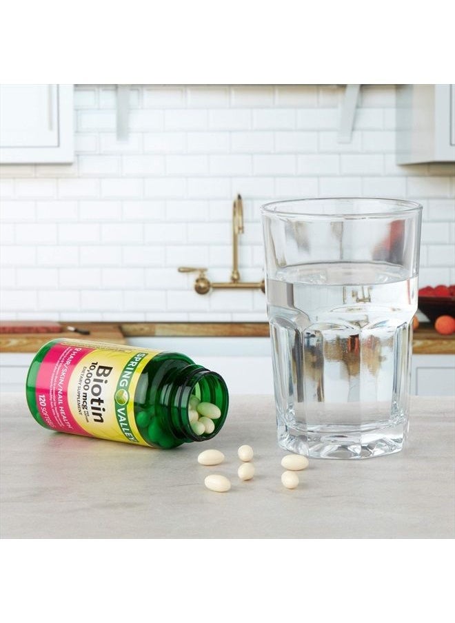 SPRING VALLEY - Biotin Dietary Supplement, 10,000 mg, 120 Softgels - Image 1