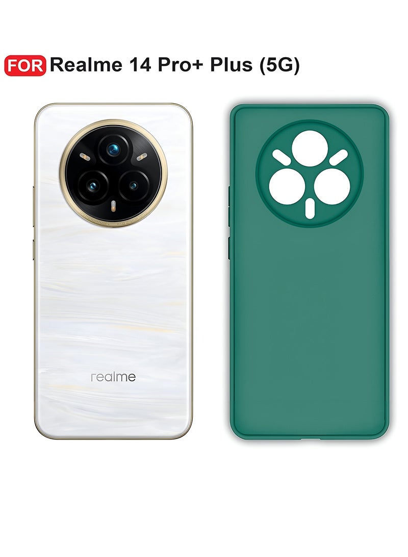 Wtech Realme 14 Pro+ / Plus 5G 2025 Premium Soft Liquid Silicone Case Cover (MCRPSN) - Dark Green  - Image 4