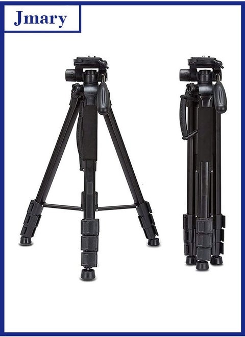 KP-2264 Professional Aluminium Tripod & Monopod 2-in-1 Stand for DSLR Cameras – Lightweight, Adjustable Height with 3-Way Pan Head, Quick-Release Plate & Carry Bag – Stable & Portable Tripod for Photography, Filmmaking, Vlogging & More (Black)