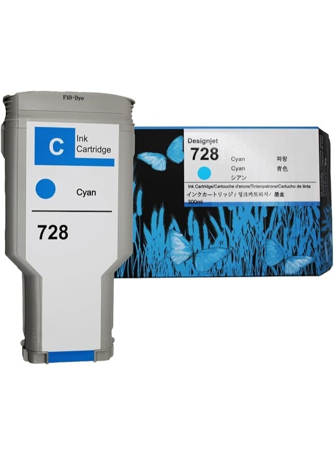728خرطوشة حبر F9K17A سماوي سعة 300 مل متوافقة مع طابعات HP DesignJet T730 و T830 - Image 1