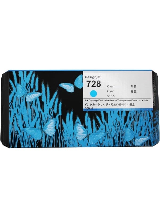 728خرطوشة حبر F9K17A سماوي سعة 300 مل متوافقة مع طابعات HP DesignJet T730 و T830 - Image 3