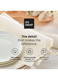 MY DRAP My Drap Basics Cotton Cocktail Napkin, 50 Per Roll, Cream, 4.3 x 4.3 Inch  - Image 4