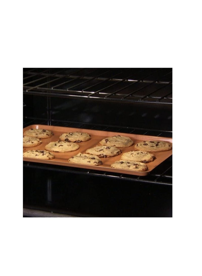 صينية خبز كوبر كريسب غير لاصقة للفرن، طقم شيف ديلوكس 2 قطعة لقلي البطاطس والبطاطس المقلية - Image 3