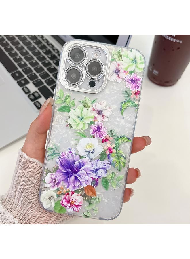 Zaboon Case For iPhone 13 Pro Max Electroplating Flowers Plants Texture TPU Phone Case - Image 1
